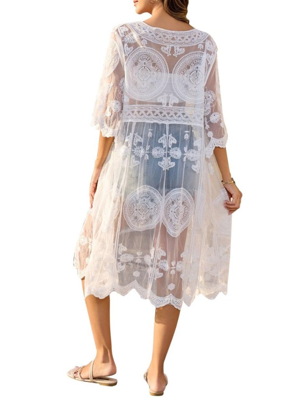 Women's Summer Floral Cardigan Loose Lightweight Kimono Cover Up
